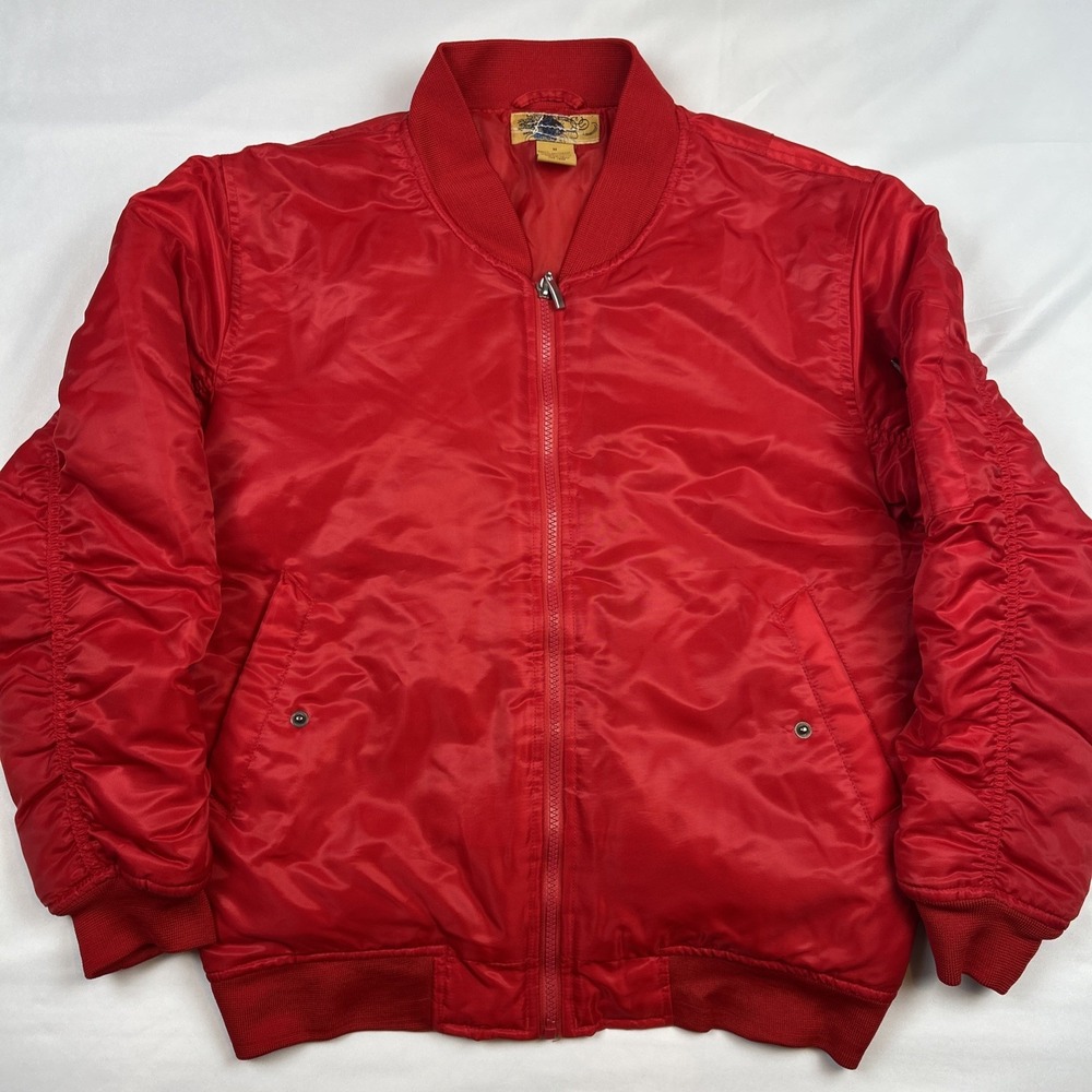 Y2K Jordan Craig Women's MA-1 Flight Jacket Sz M Streetwear Bomber Red Hip Hop
